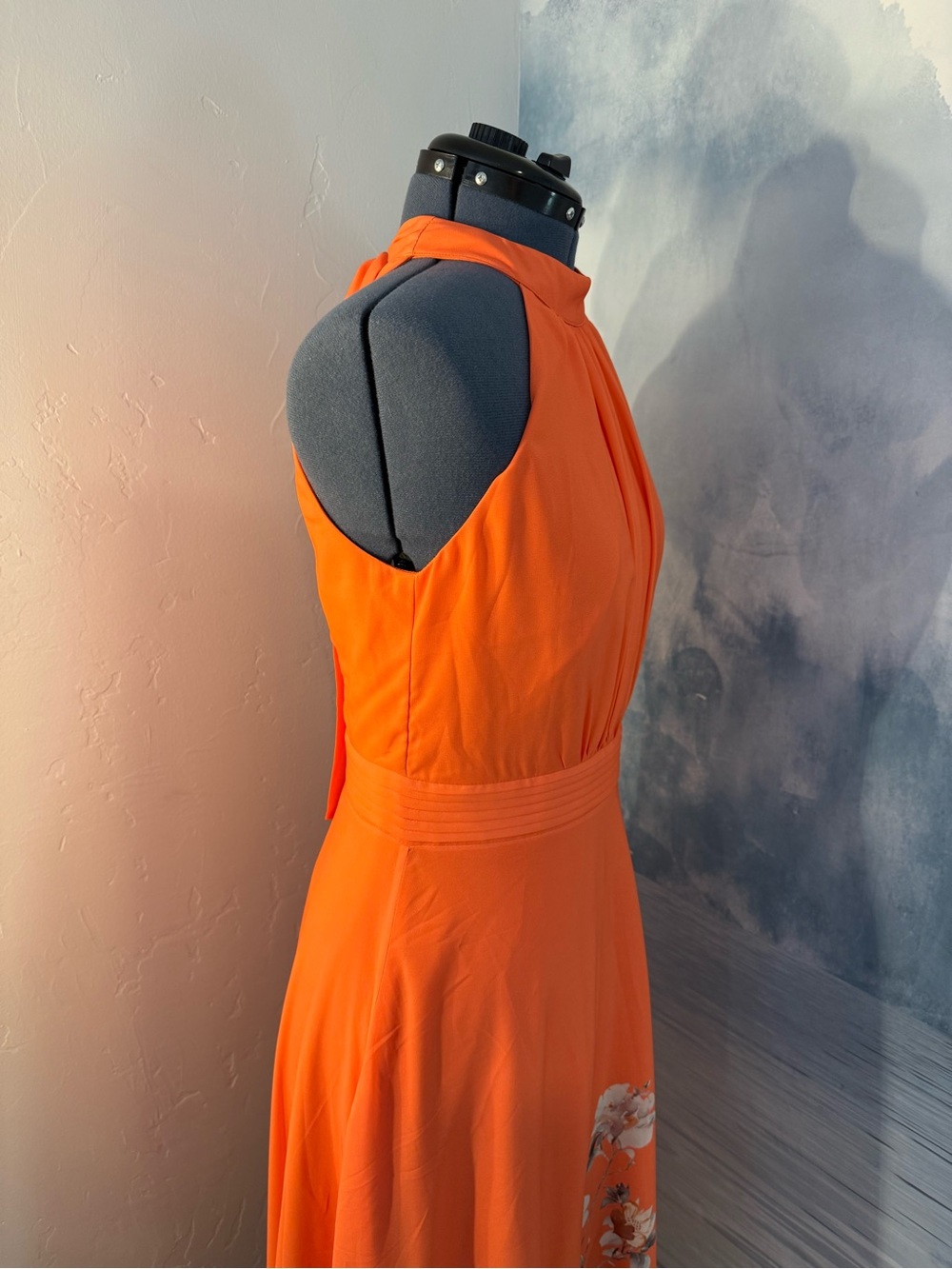 Halter Floral-Print Orange Maxi Dress 209 - Picture 4 of 13